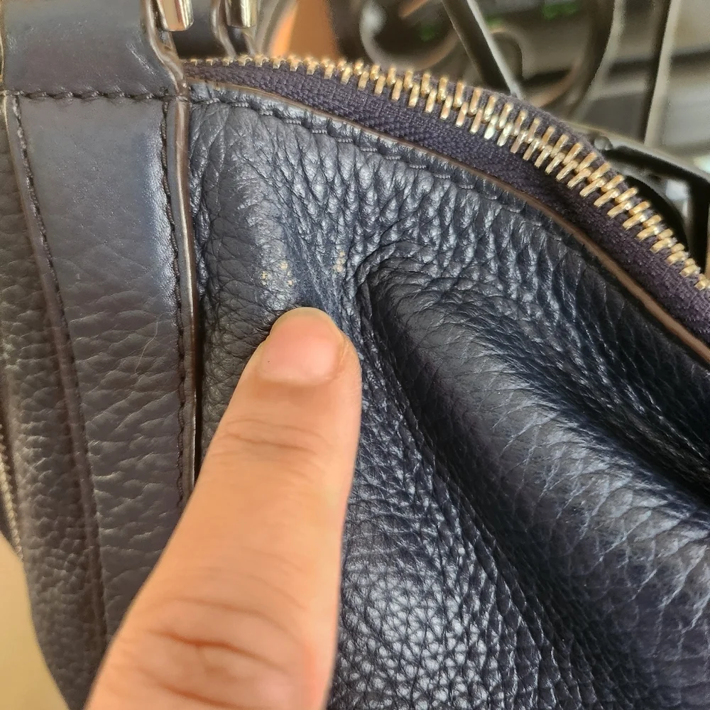 Michael Kors Stanthorpe Navy Leather Large Crossbody Satchel